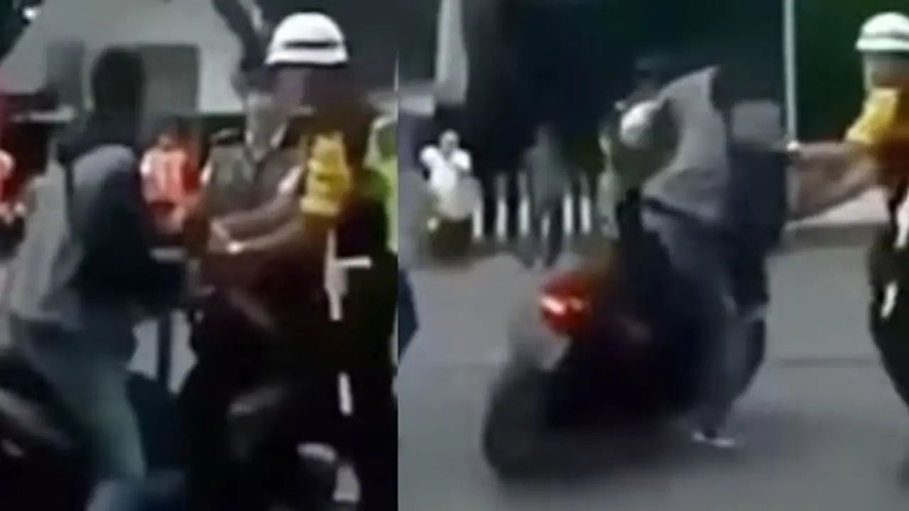 Pemotor nyaris setor nyawa (Instagram/@fakta.indo)