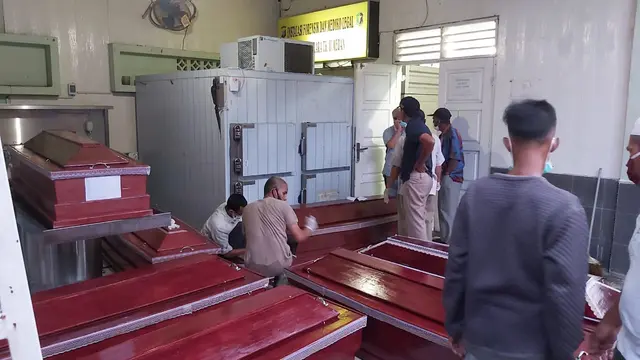 Peti jenazah di RS Bhayangkara Polda Sumut