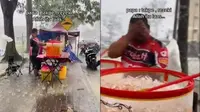 Viral Momen Sedih Penjual Es Kehujanan, Pasrah Stok Masih Banyak Tercampur Air Hujan (Sumber: TikTok/@nrealya)
