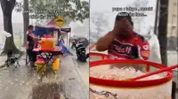 Viral Momen Sedih Penjual Es Kehujanan, Pasrah Stok Masih Banyak Tercampur Air Hujan
