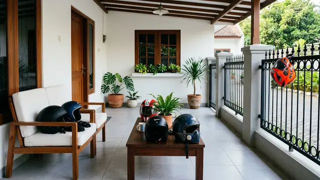 helm di teras rumah