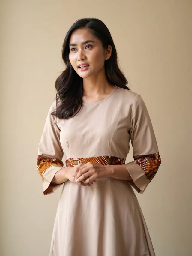Gamis Katun Kombinasi Batik Formal Santai