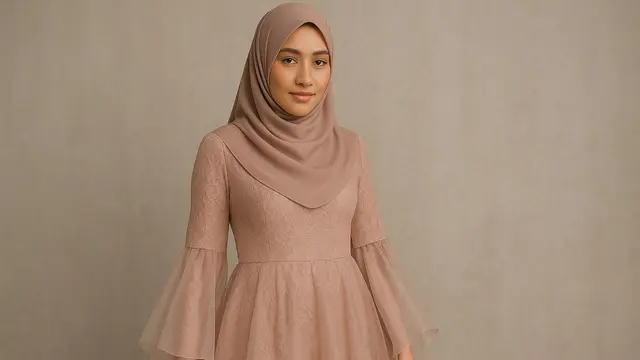 7 Model Long Dress Brokat Menutup Dada, Elegan dan Syar'i untuk Gaya Hijab 2025