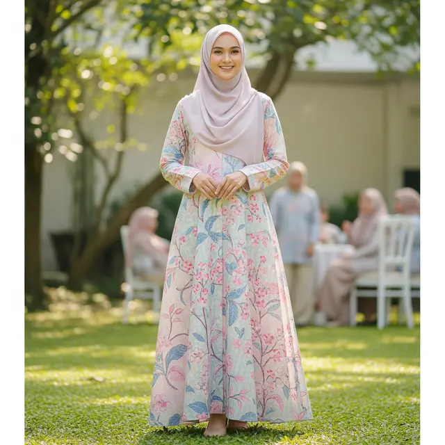 9 Model Gamis Batik Pastel Motif Lembut untuk Acara Keluarga Sederhana