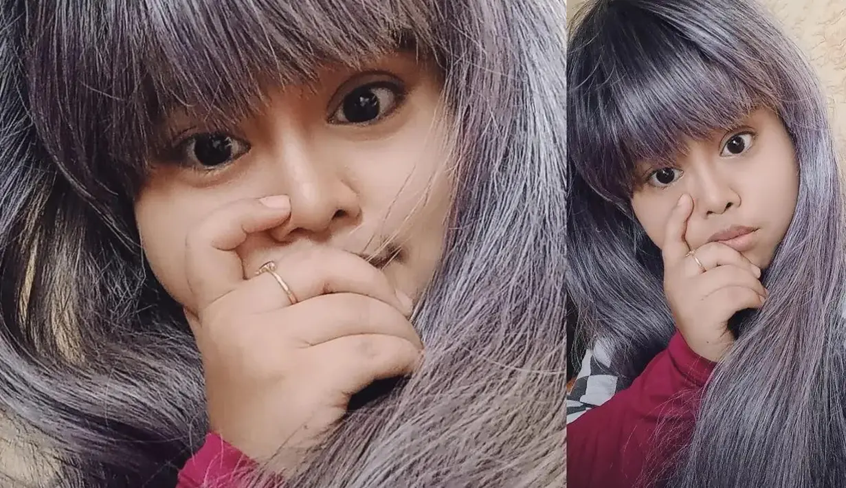 Kekeyi dalam akun Instagram pribadinya, Kekeyi terlihat mengunggah beberapa foto saat menggunakan rambut palsu berwarna silver. (Sumber: Instagram/rahmawatikekeyiputricantikka23