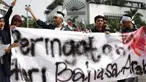 Ikatan Mahasiswa Studi Arab Se Indonesia (Imasasi) memperingati hari Bahasa Arab, Jakarta, Kamis (18/12/2014). ( Liputan6.com/Faizal Fanani)