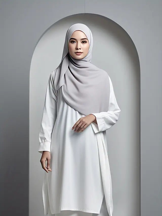 Model Tunik Putih Elegan untuk Lebaran