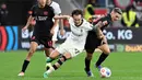 Hasil imbang ini penting bagi Borussia Monchenglabdbach, apalagi hasil imbang itu diraih di kandang Bayer Leverkusen yang disebut sebagai salah satu favorit mengisi posisi papan atas di Bundesliga musim ini. (Federico Gambarini/dpa via AP)