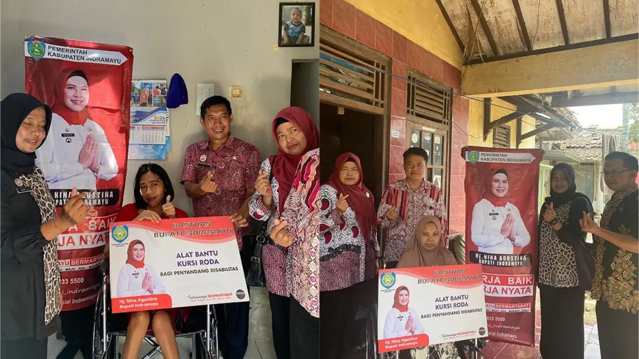 Melalui Dinas Sosial (Dinsos) Bupati Nina Agustina menyerahkan bantuan alat bantu kepada dua orang Pemerlu Pelayanan Kesejahteraan Sosial (PPKS) (Istimewa)
