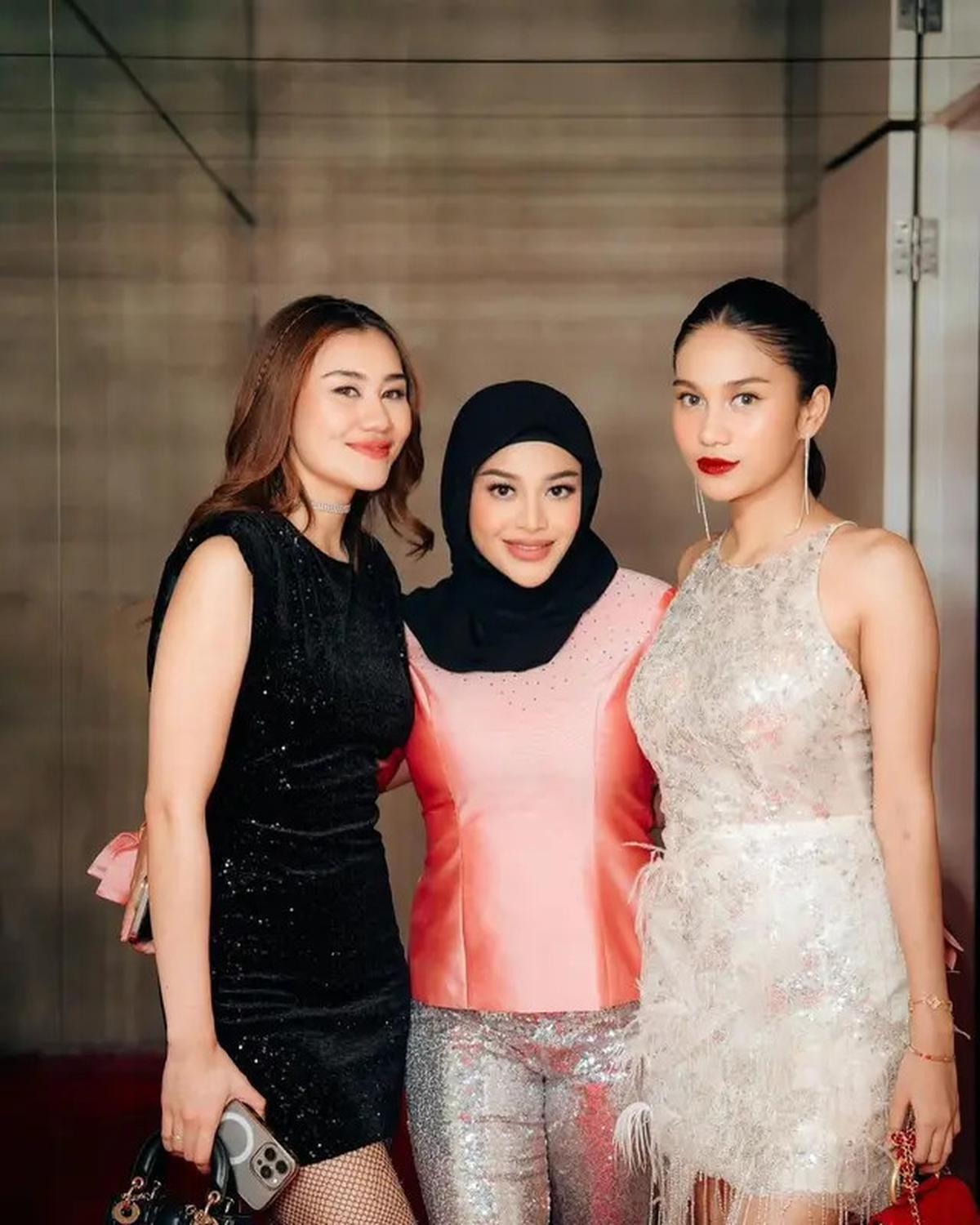 Adu Gaya Glamor Santun Aurel Hermansyah, Syahnaz Sadiqah, dan Olla Ramlan di Ultah Marlene Hariman, Tampil Blink Blink dengan Hijab