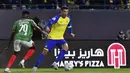 Pemain Al Nassr, Cristiano Ronaldo (kanan) berusaha melewati pemain Al Ettifaq, Abdullah Al-Khateeb saat laga lanjutan Liga Pro Arab Saudi 2022/2023 yang berlangsung di Mrsool Park, Riyadh, Arab Saudi, Minggu (22/01/2023). Al Nassr berhasil menang dengan skor 1-0 dan kini menempati puncak klasemen sementara Liga Pro Arab Saudi 2022/2023. (AP Photo)