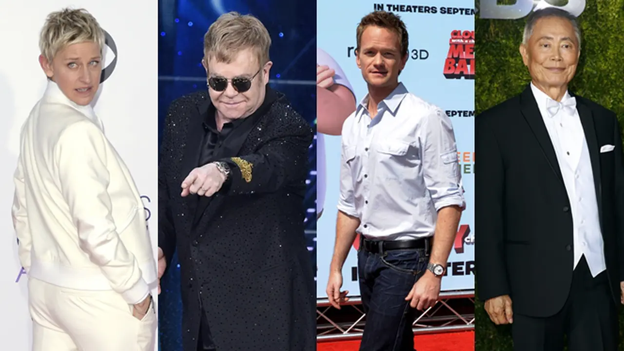 Ellen DeGeneres, Elton John, Neil Patrick Harris, dan George Takei