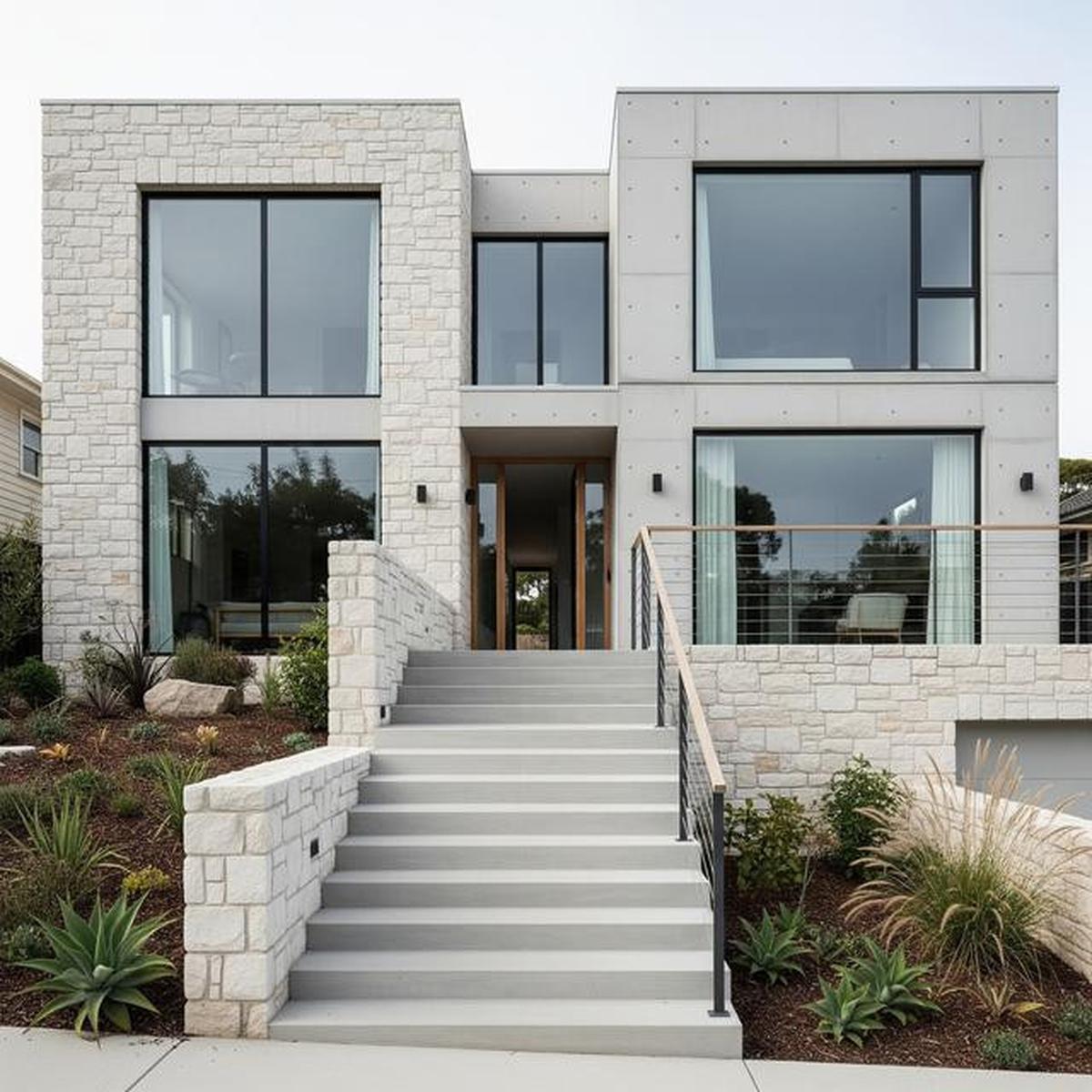 7 Model Rumah Minimalis dengan Tangga Depan Batu Alam, Hadirkan Kesan Mewah dan Elegan