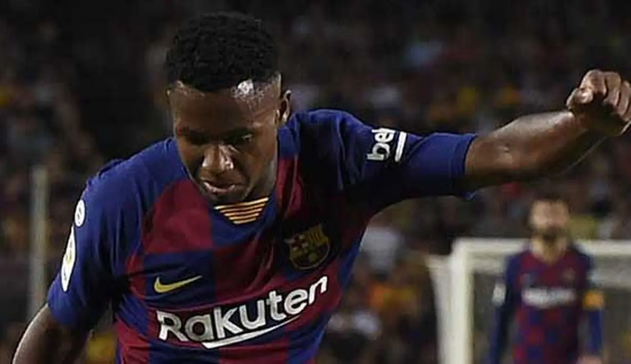 5. Pencetak Gol Termuda Liga Champions - Rekor sensasional Ansu Fati lainnya adalah tercatat sebagai pencetak gol termuda di Liga Champions. Gol itu dicetak Ansu Fati saat berusia 17 tahun 40 hari ke gawang Inter Milan. (AFP/Josep lago)