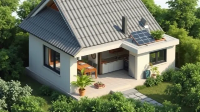 Rumah dengan Atap Miring dan Datar Terpisah