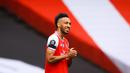 6. Pierre-Emerick Aubameyang (35,5 kmph) - Pemain berusia 31 tahun ini menjadi andalan lini serang Arsenal dalam mencetak gol. Selain memiliki ketajam mencetak gol, Aubameyang tercatat memiliki kecepatan berlari hingga 35,5 kmph. (AFP/ Richard Heathcote/pool)