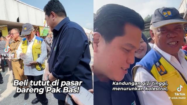 Menteri PUPR Basuki Jajan Tutut Saat Kunjungan Bareng Presiden Jokowi