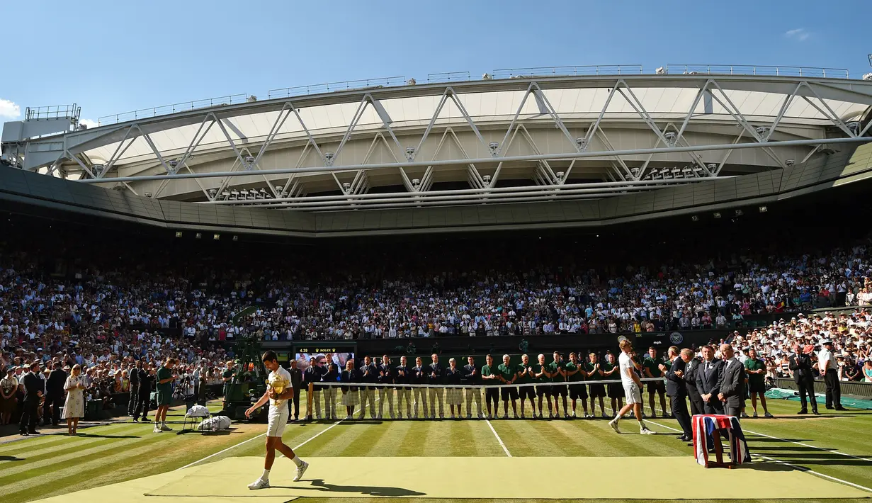 Pada juara edisi tahun 2018 Novak Djokovic berhasil mengalahkan petenis Afrika Selatan Kevin Anderson dengan skor 6-2 6-2 7-6(3). (AFP/Glyn Kirk)