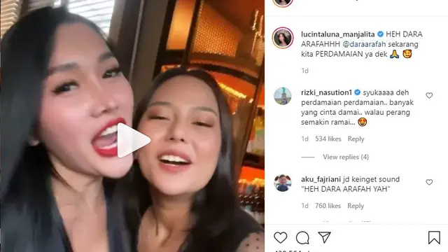 Dara Arafah dan Lucinta Luna berdamai (https://www.instagram.com/p/CPay40NJhWH/)