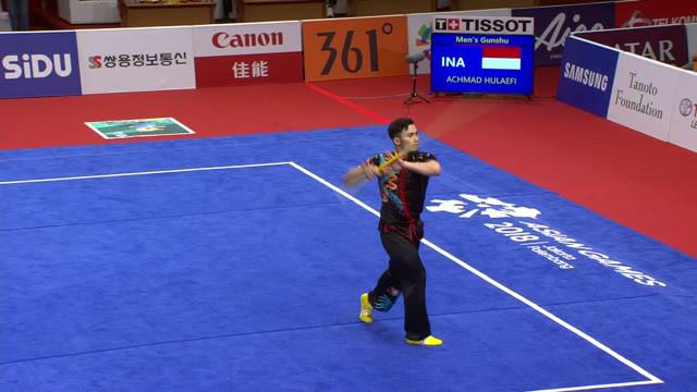 Atlet Wushu Putra Indonesia, Hulaefi Achmad menyumbangkan medali perunggu di nomor Daoshu dan Gunshu