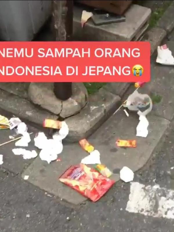 Viral, Sampah Bungkus Makanan Produk Indonesia Ditemukan di Jepang. (Sumber: Tiktok/@hassanhans)
