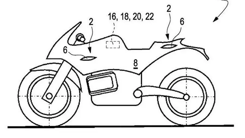 Sebuah gambar paten yang memperlihatkan perangkat aero terbaru dari BMW Motorrad beredar di media sosial