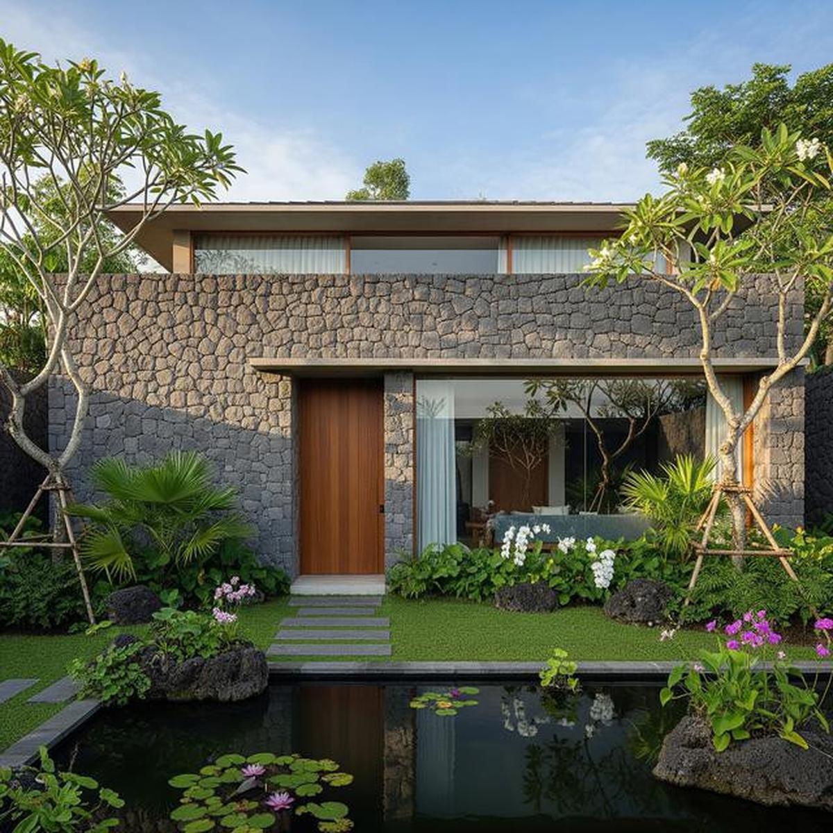 7 Gambar Rumah Minimalis Batu Alam Tampak Depan, Bikin Hunian Tampil Lebih Mewah di 2025