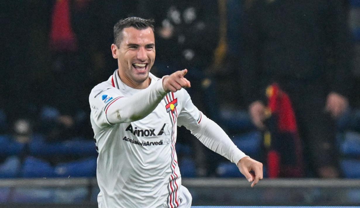 Pemain Cremonese, Federico Bonazzoli, merayakan gol ke gawang Genoa pada laga Liga Italia di Stadion Luigi Ferraris, Kamis (30/10/2025) dini hari WIB. (Dok. Cremonese)