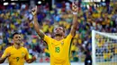 Gelandang Brasil Renato Augusto melakukan selebrasi usai mencetak gol kegawang Haiti pada penyisihan grup Copa America Centenario 2016 di Stadion Camping World, AS (9/6). Brasil menang atas Haiti dengan skor 7-1. (Kim Klement-USA TODAY Sports)