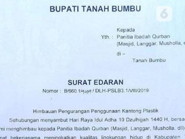 Larangan Kantong Plastik Untuk Wadah Daging Kurban Regional