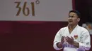 Karateka Indonesia, Ahmad Zigi Zaresta, berdoa usai tampil pada nomor kata cabang karate Asian Games XVIII di JCC Senayan, Jakarta, Sabtu (25/8/2018). Dirinya berhasil meraih medali perunggu. (Bola.com/Vitalis Yogi Trisna)
