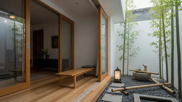 Teras Ala Jepang (Engawa) dengan Pintu Geser Kaca
