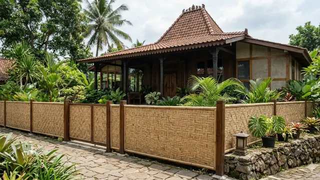 Pagar Bambu Minimalis untuk Rumah Joglo Modern (Foto: Gemini AI)