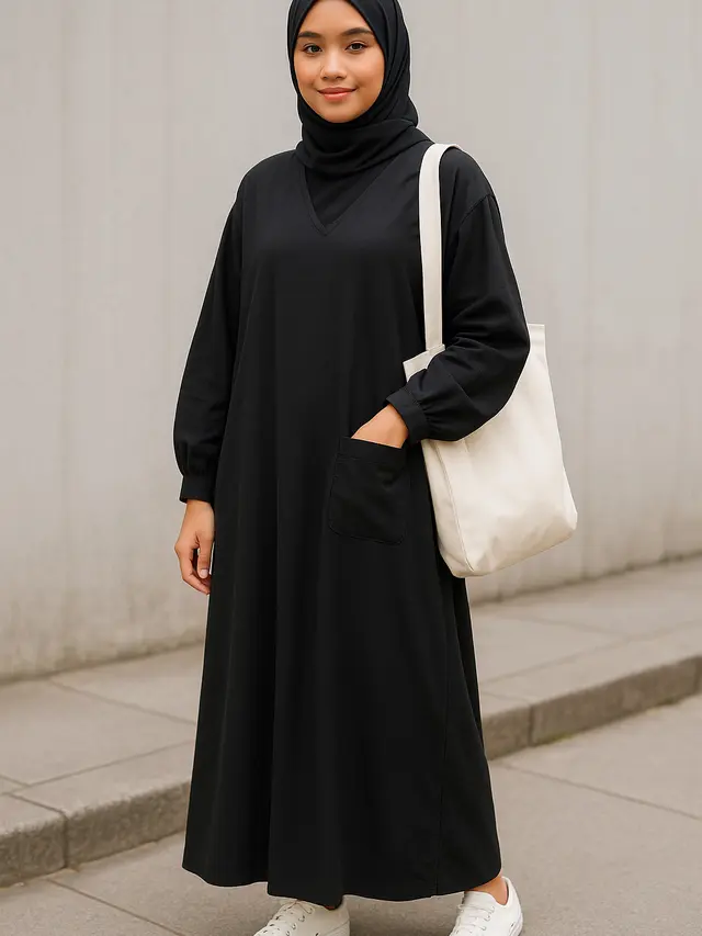 Gamis V Neck yang Cocok untuk Berbagai Usia (Foto: ChatGPT)