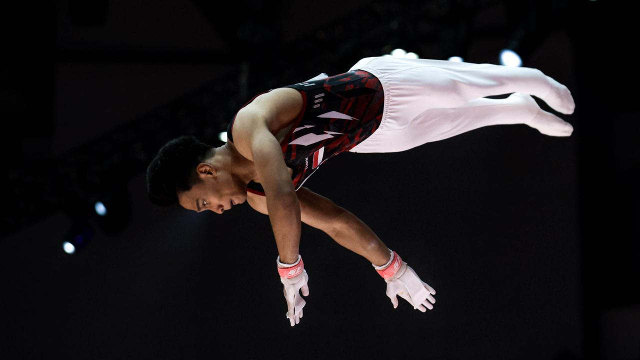 FOTO: Aksi Tim Senam Putra Indonesia di  Kejuaraan Dunia Gimnastik 2025