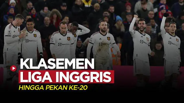 MOTION GRAFIS: Klasemen Liga Inggris Hingga Pekan 20, MU Membayangi Man City, Liverpool Terpuruk
