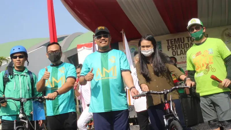 DKN Garda Bangsa menggelar Fun Bike To Nation dalam rangka meriahkan Harlah PKB Ke -22 di Gedung DPR RI. (Istimewa)