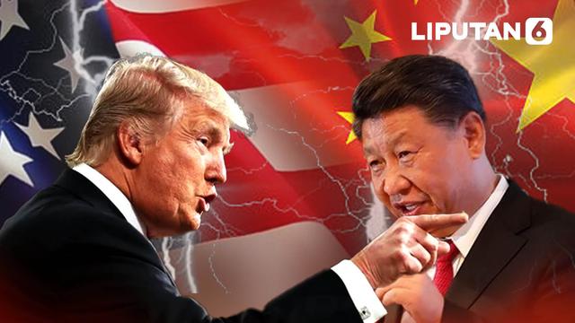 Banner Infografis Perang Panas Tarif Trump vs China dan Napas Lega Indonesia untuk 90 Hari Penundaan