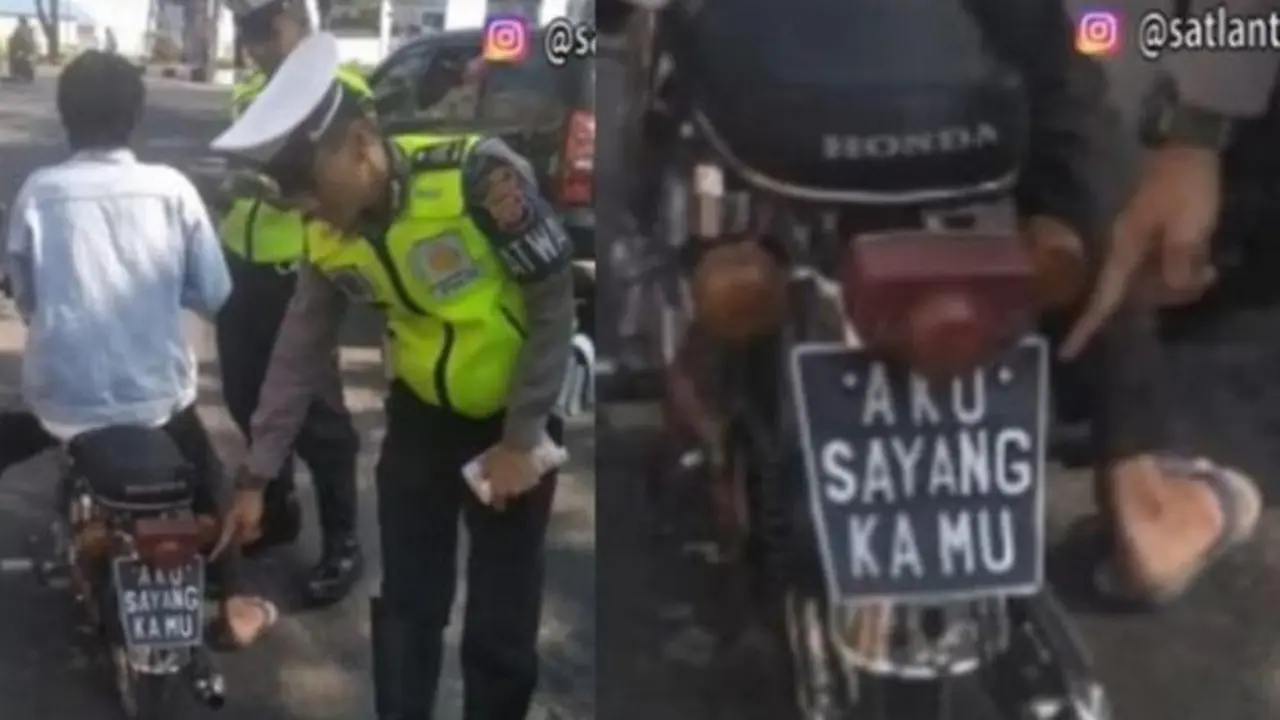 Bukan Angka, Tulisan di Pelat Nomor Motor Ini Bikin Tepuk Jidat
