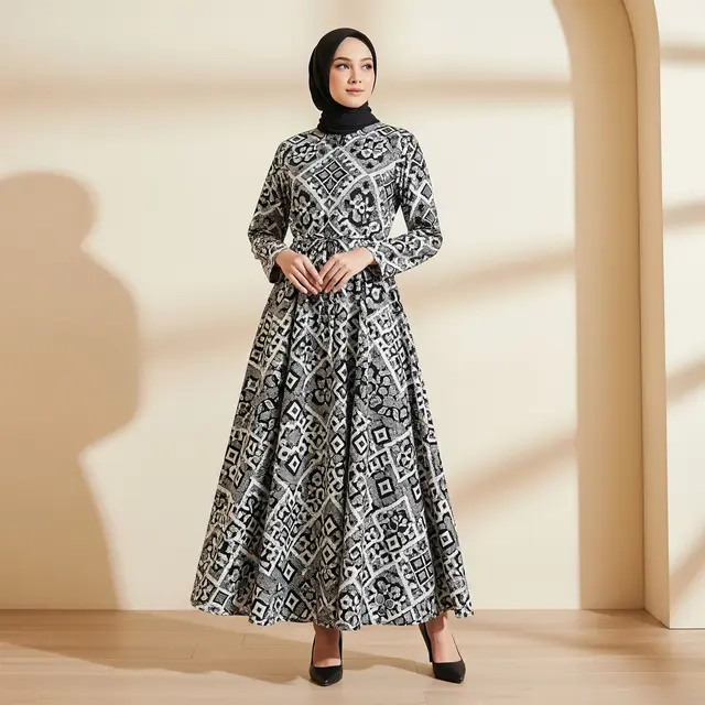 Model Gamis Batik Sutra Syar’i Potongan A-Line