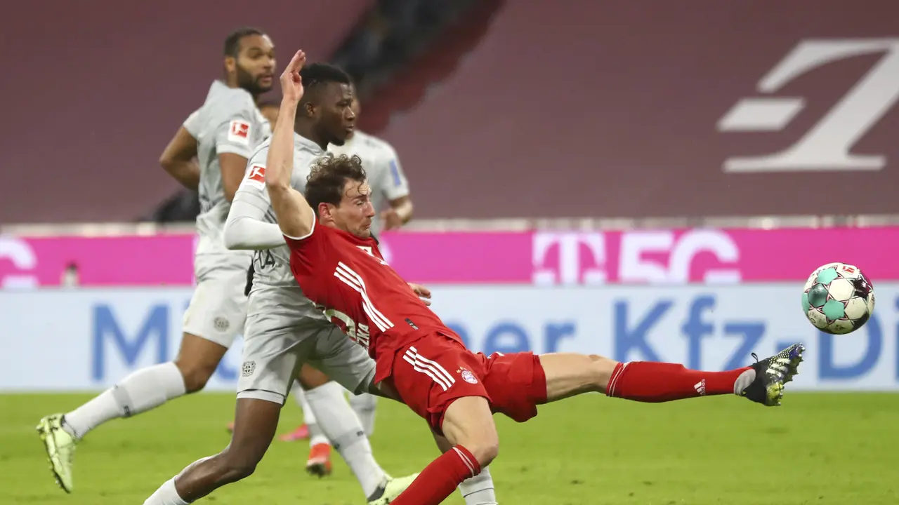 FOTO: Menang 2-0 atas Leverkusen, Bayern Munich di Ambang Juara - Leon Goretzka; Edmond Tapsoba