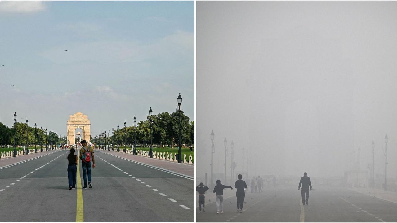 FOTO: Potret India Sebelum dan Setelah Tercekik Polusi Udara Parah, Langit Biru Cerah Berubah Kabut Asap Pekat