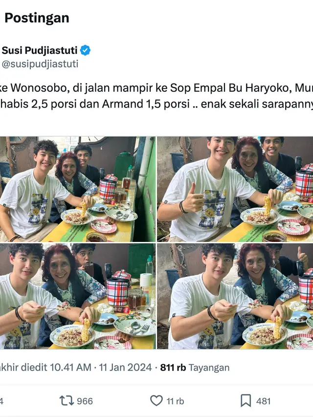 Unggahan Susi Pudjiastuti. (Foto: Dok. Twitter @susipudjiastuti)