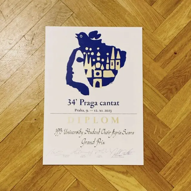PSM IPB Agria Swara Cemerlang di The 34th Praga Cantat International Choir Competition and Festival. (instagram.com/agriaswara)