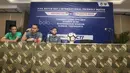 Timnas Indonesia akhirnya memulai jumpa pers lebih dahulu karena lama menunggu kedatangan Timnas Puerto Rico. (Bola.com/Vitalis Yogi Trisna)
