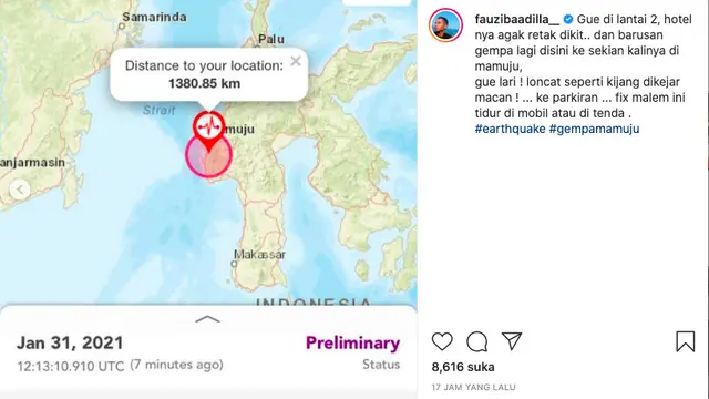 Kisah Fauzi Baadila Lompat dari Lantai 2 Hotel Saat Gempa di Mamuju