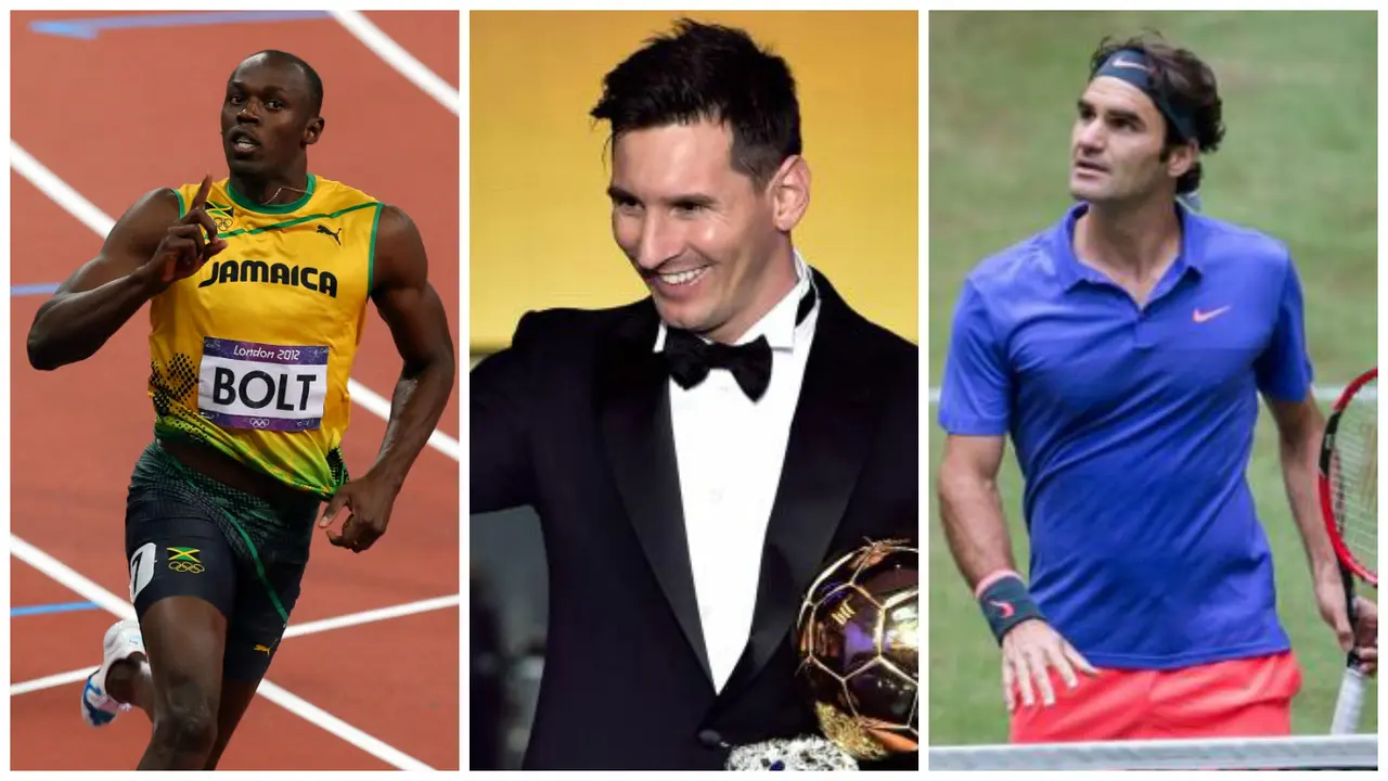 Usain Bolt, Lionel Messi, Roger Federer