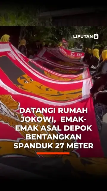 Datangi Rumah Jokowi,  Emak-emak Asal Depok Bentangksn Spanduk 27 Meter