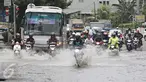 Sejumlah kendaraan menerobos banjir yang merendam Jalan Panjang, Jakarta Barat, Jumat (26/2). Hujan yang mengguyur wilayah Jakarta membuat sejumlah titik terendam banjir dengan ketinggian sekitar 20 cm hingga 1 meter. (Liputan6.com/ Immanuel Antonius)