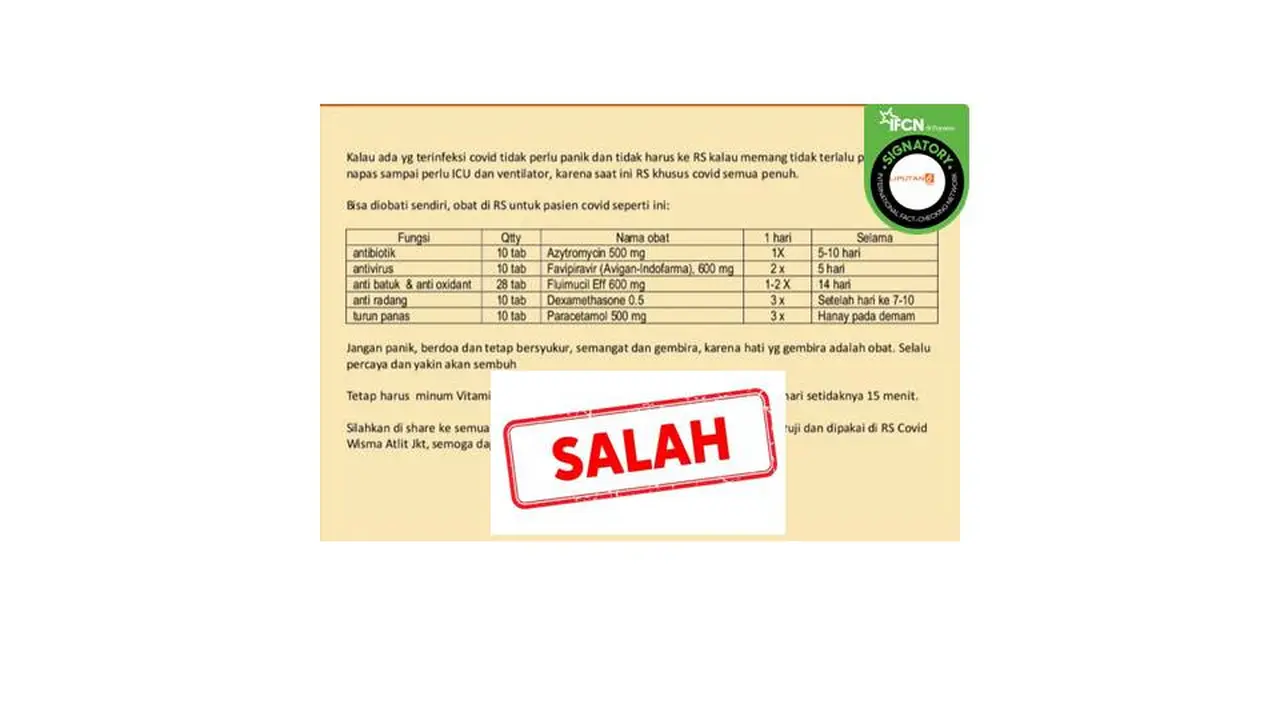 Cek Fakta daftar obat covid-19 untuk di rumah 1